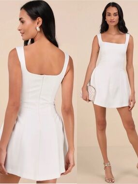NWOT Lulu’s Roetta White Sleeveless Pleated Mini Dress Small Chic Party 2576271